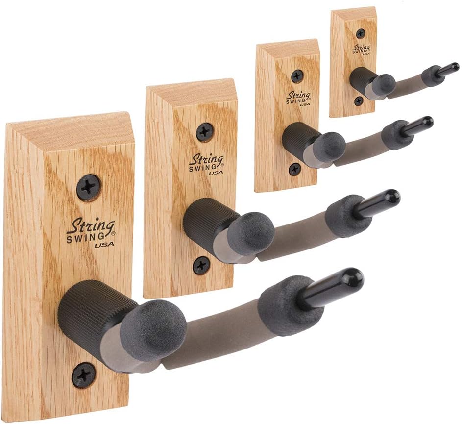 String Swing Violin Hanger Wooden Wall Mount for Home & Studio CC01V-O Hardwood Oak (4 Pack)