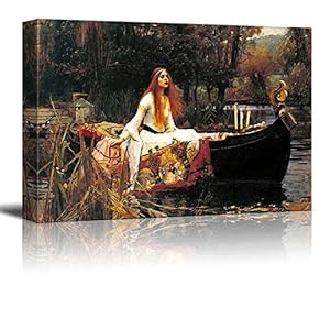 The Lady of Shalott by John William Waterhouse Famous Fine Art Reproduction World Famous Painting Replica on ped Print Wood Framed - Canvas Art Wall Art - 12" x 18"
