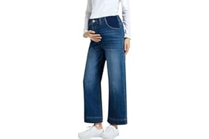 BLENCOT Women's Maternity Jeans High Waisted Wide Leg Stretchy Denim Pants Pregnancy Clothes