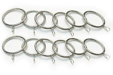 2 Ur 12 X Satin Silver Metal Curtain Pole Rail Rod Stylish Rings