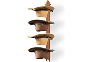 FLUFFYTREE Cowboy Hat Rack, 4 Pieces Wooden Western Rustic Metal Cowboy Hat Hanger with Arrow Sign Board, Gift Cowboy Hat Holder for Wall, Fedora, Sun Hat