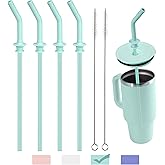 Jetstop Press in Straw compatible with HydroFlask Tumbler - Silicone Straw Tips & Replacement Straws for Hydro Flask 20-40oz (4 pcs, Turquoise)
