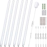Cefrank 6-Pack Linkable Under Cabinet Lighting, 12" LED Shelf Light Bars | 1200LM Cool White &bull; Plug-in &bull; CRI90+ &bull; Frosted Lens &bull; Pantry &bull; Bookshelf &bull; Workbench
