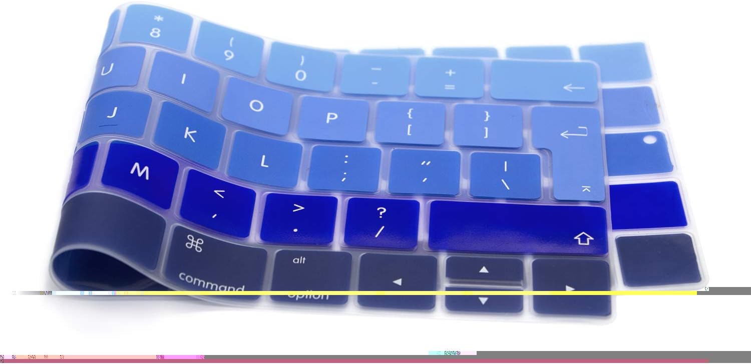 MMDW English UK Ombre Blue Silicone Keyboard Cover for MacBook Pro 13 15 inch 2019 2018 2017 2016 with Touch Bar&Touch ID Model:A2159 A1989 A1706/A1990 A1707,European Version - Image 4