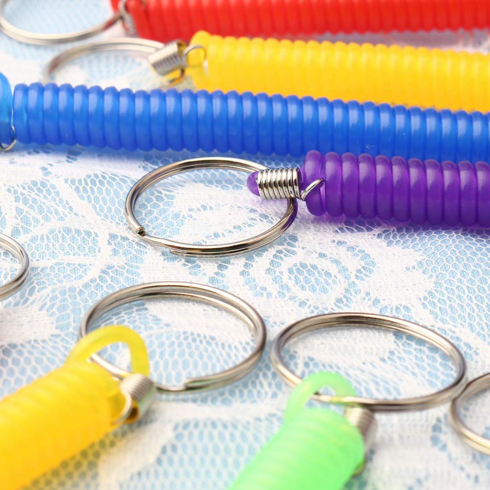 pengxiaomei 12 Pieces Stretchy Spiral Keyring, Colourful Plastic