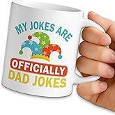 NAHMAKNE Funny Coffee Mug for Dad, My Jokes are Officially Dad Jokes, 11oz Ceramic Double Sided Print Coffee Tea Cup, Funny Mug Gifts for Father Husband, Christmas Birthday Gifts for Coworker Friend
