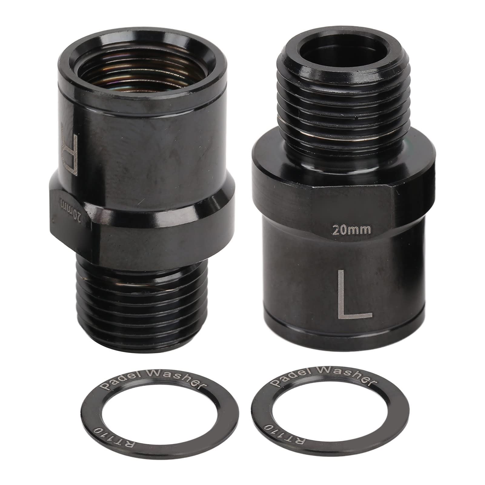 BOROCO Bike Pedal Extender Alloy Bicycle Pedal Extended Spindle for Mountain Bike 20mm(Black)