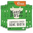 Kettle and Fire Lemongrass Ginger Beef Bone Broth, Keto, Paleo, and Whole 30 Approved, Gluten Free, High in Protein and Collagen, 6 Pack