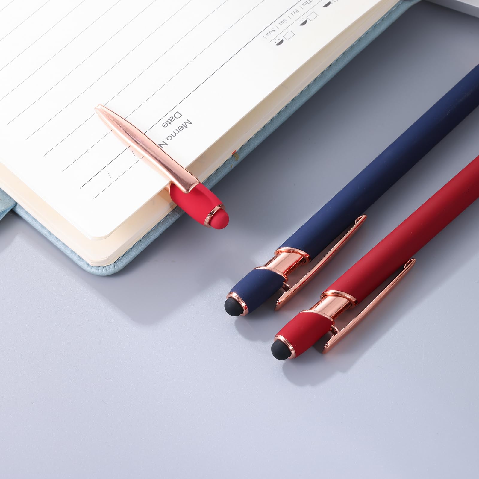 12 PCS 2 in 1 Stylus Ballpoint Pen with Stylus Tip, 1.0 mm Black Ink Metal Pen Stylus Pen for Touch Screens (12 Colors-2)