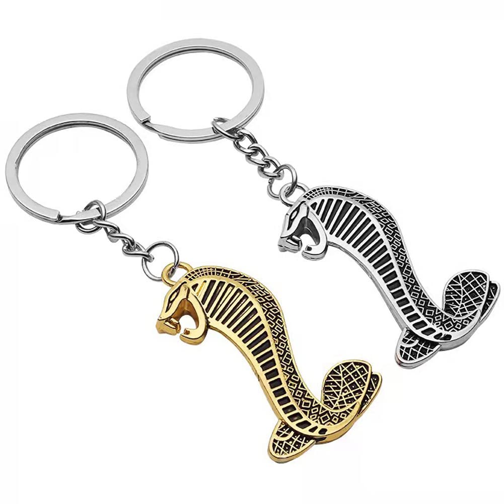 ARFUKA Keyring Snake Pendant Keychain Metal Key Holder Cobra Key Chain Women Men Gift for Birthday Christmas Festival Pack of 2