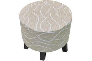 GOSTADY Round Ottoman Slipcover Stretch Ottoman Cover Printed Footstool Protector Covers Storage Stool Furniture Protector with Nonslip Elastic Bottom Round Footrest Stool Covers(S 14)