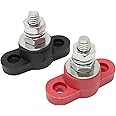 Battery Cable Junction Block with Stainless Steel Post - Red and Black Pair for Power and Ground - Made in The USA (3/8)