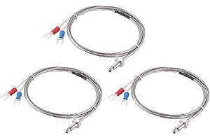 uxcell K-Type Thermocouple Temperature Sensors M6 Thread Probe with 1M/3.3Ft Wire 3pcs