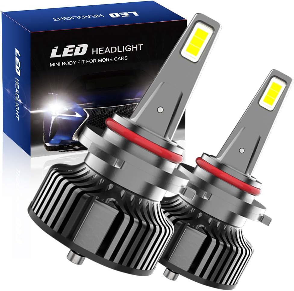 SUMOZO 9005/HB3 LED Headlight Bulbs Mini Sized 80W 16,000LM Per Pair,Headlight LED Bulb with Cooling Fan, 6500K White, Pack of 2(9005)