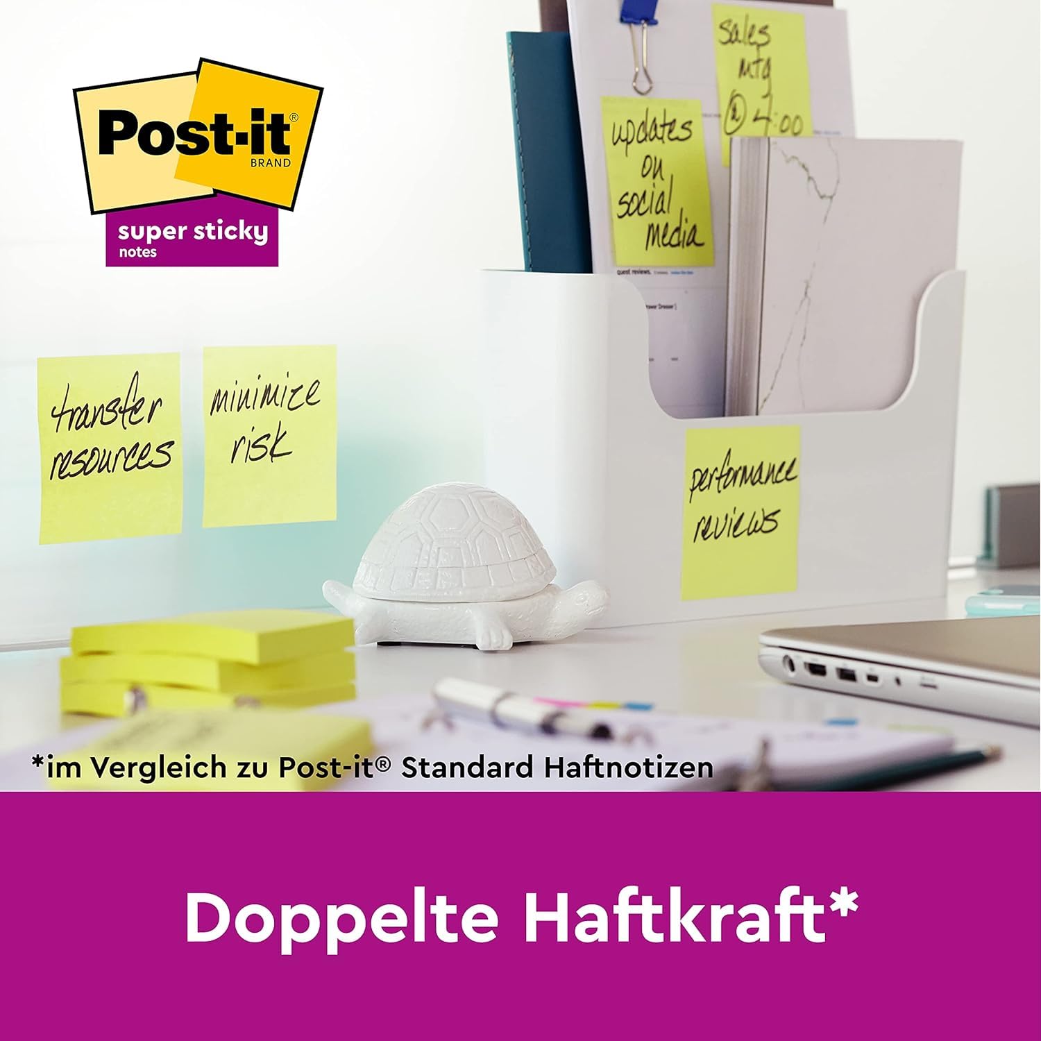 Post-it Super Sticky Notes, Vorteilspackung mit 24 Blöcken, 90 Blatt pro Block, 76 mm x 76 mm, Farbe: Gelb - Extra-stark klebende Notizzettel für Notizen, To-Do-Listen und Erinnerungen, Mittel 2