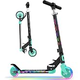 KIDSCOTER 2 Wheel Scooter for Kids 3-12, Light Up Wheels &amp; LED Stem Kick Scooter, Height Adjustable &amp; Foldable Design, Lightweight Sport Scooter for Girls Boys with Kickstand