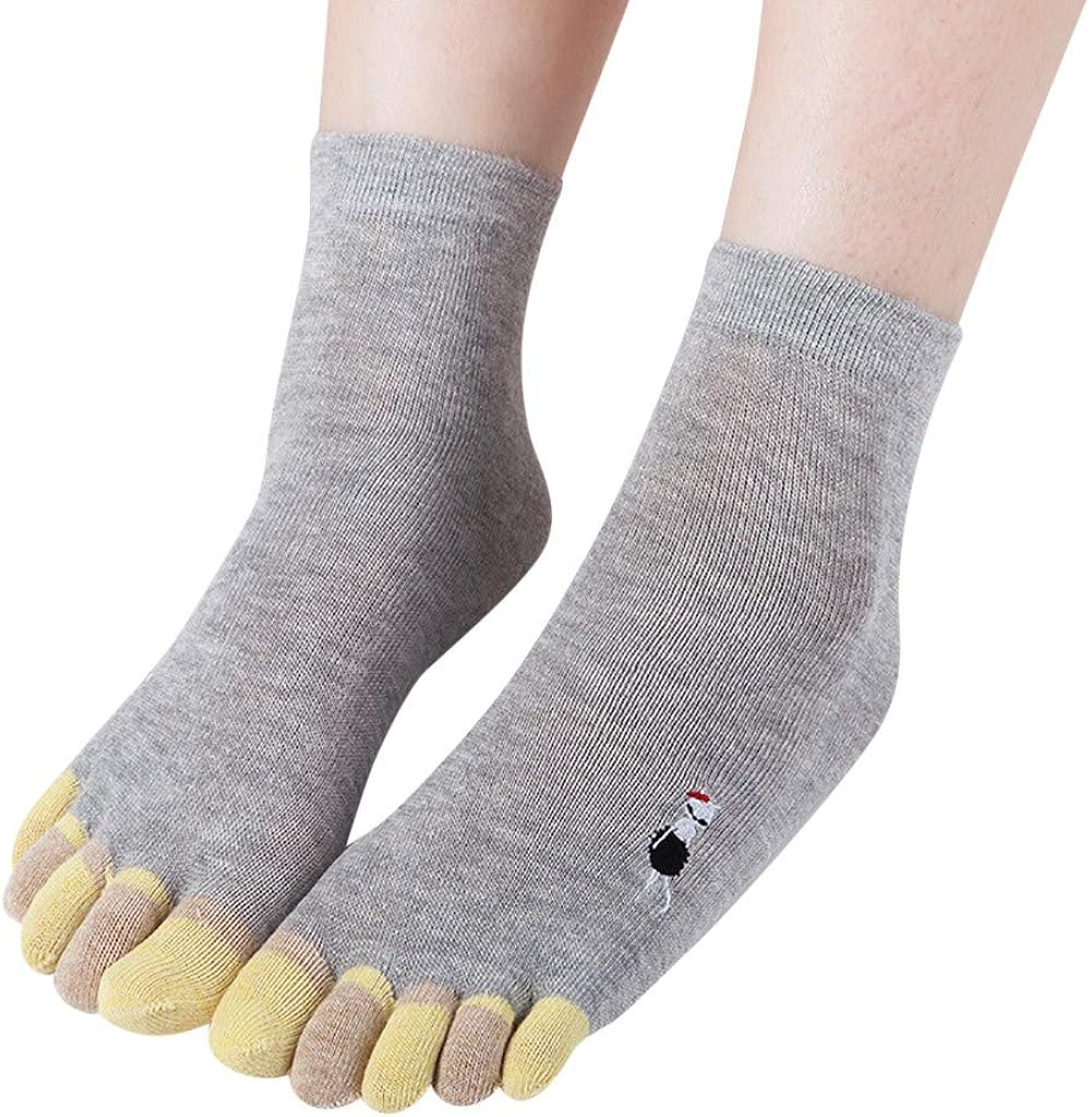 Womens Toe Socks Fun Novelty Cotton Five Finger Running Trainer Casual Crew Socks for Athletic
