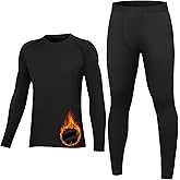 HovSiyla Youth Thermal Base Layer Set Fleece Lined Undershirt Unisex Athletic Shirt Kids Pants for Ski