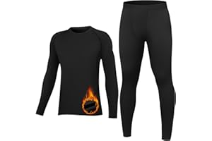 HovSiyla Youth Thermal Base Layer Set Fleece Lined Undershirt Unisex Athletic Shirt Kids Pants for Ski