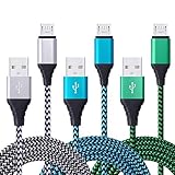 Micro USB Cable, FiveBox 3 pack 10ft Quick Speed Nylon Braided Long Charging Cable Cord For Samsung Galaxy S7 S6 Edge Plus, Note 4/ 5,S4 S5 Active, Tab A S/ S2 Pro, PS3/ 4, Android Phone