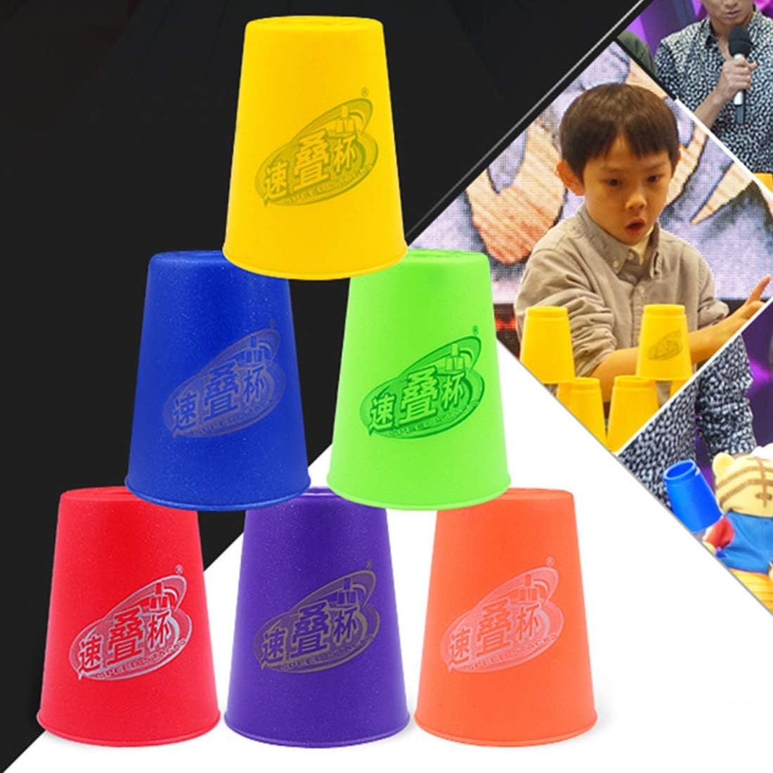 Brain Toys Learning Toys for Babies, Puzzle Toy 6 PCS Mixed Colors Quick Stack Cup II Speed Training Sports Stacking Cups