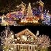 SANJICHA Ladder String Lights, Upgraded Brightness Christmas Lights, IP65 Waterproof 110Led Christmas Ladder Lights for Patio Garden Yard Party (Warm White