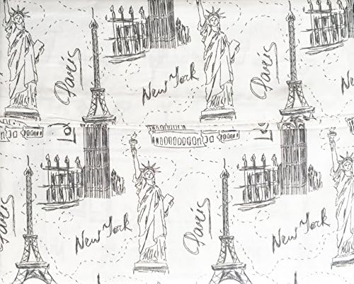 Ridgecrest 4 Piece Full Size Double Bed Microfiber Sheet Set London Paris Eiffel Tower Statue of Liberty Travel Scenes