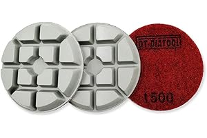 DT-DIATOOL Concrete Polishing Pads 3 inch/80mm for Concrete, Cement and Terrazzo Floors Processing, Repairing and Renovating, Dry or Wet Use Diamond Grinding Pads Grit 1500 3pcs