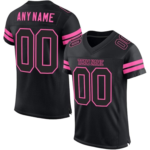 Pink Personalized Nfl Jersey Custom Black Football Jersey Pink