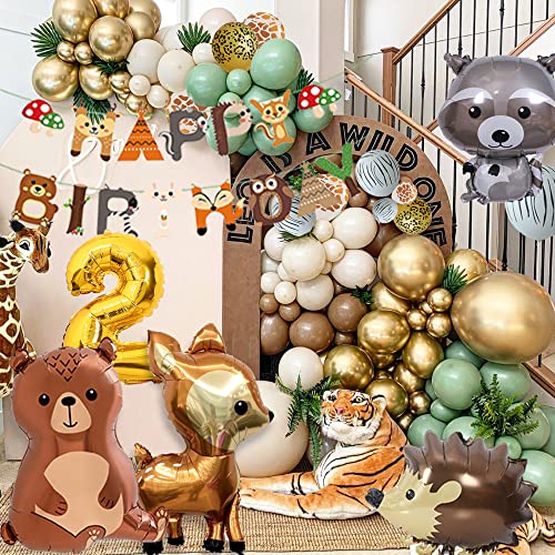 FUBABCO Birthday Decoration 1 Year Boy Girl Jungle Animal Balloons Jungle Party Kids First