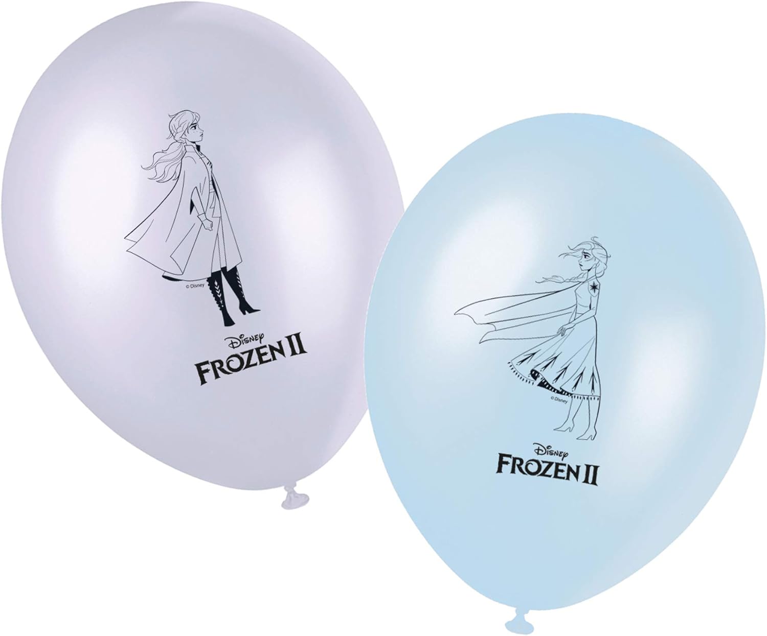 Procos 91133 Frozen 2 Balloons, Pack of 8, Diameter 21 cm, Printed, Light Blue, White, Latex Balloons, Birthday, Decoration