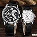 DREAMING Q&P Romantic His and Hers Pair Wrist Watches for Couples Man Woman fq-102 Fashionable Ultrathin Leather Wristwatch Set of 2