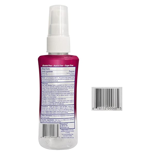 CHLORASEPTIC SUGAR-FREE SORE THROAT RELIEF SPRAY, WILD BERRY, SPRAY SOOTHES THROAT PAIN IN SECONDS, 4 FL OZ