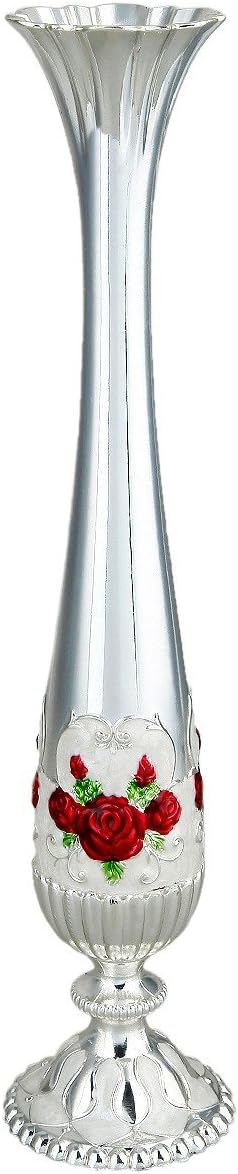 mookaitedecor 10" Single Stem Vase for Flower,Modern Decorative Tall Metal Floral Vase for Home Table Decoration,Silver Plated