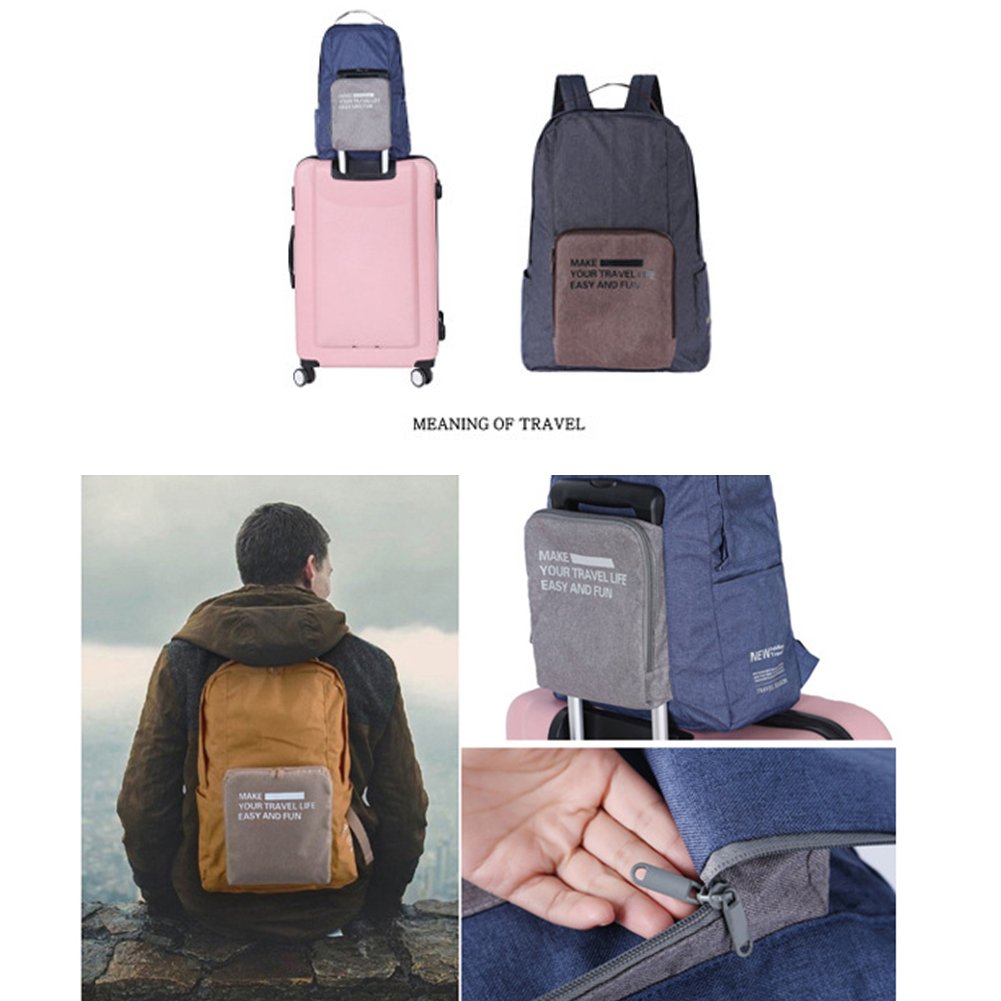 Vinmax Folding Travel Backpack Portable Canvas Bag - Best for Travelling, Hiking, Camping, Sports and Outdoors - laptop backpack-Durable Daypac (Navy Blue)