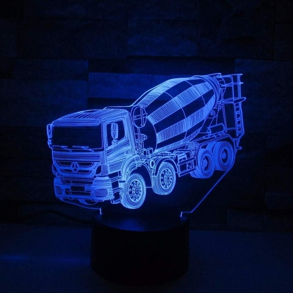 Wangzj Excavator Giant Shovel Tractor Cement Mixer Hoisting Vehicle Truck 3D Led Lamp Kids Night Light Truck Style 3D Led Light/Modeling 3