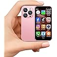 Mini phone Unlocked Mini Smartphone for kids 3.0" HD Touch Screen World's Smallest Cell Phone Quad Core Dual Sim Card Face ID Android Compact Small Mobile Phones for Student Pocket 2GB+16GB Pink