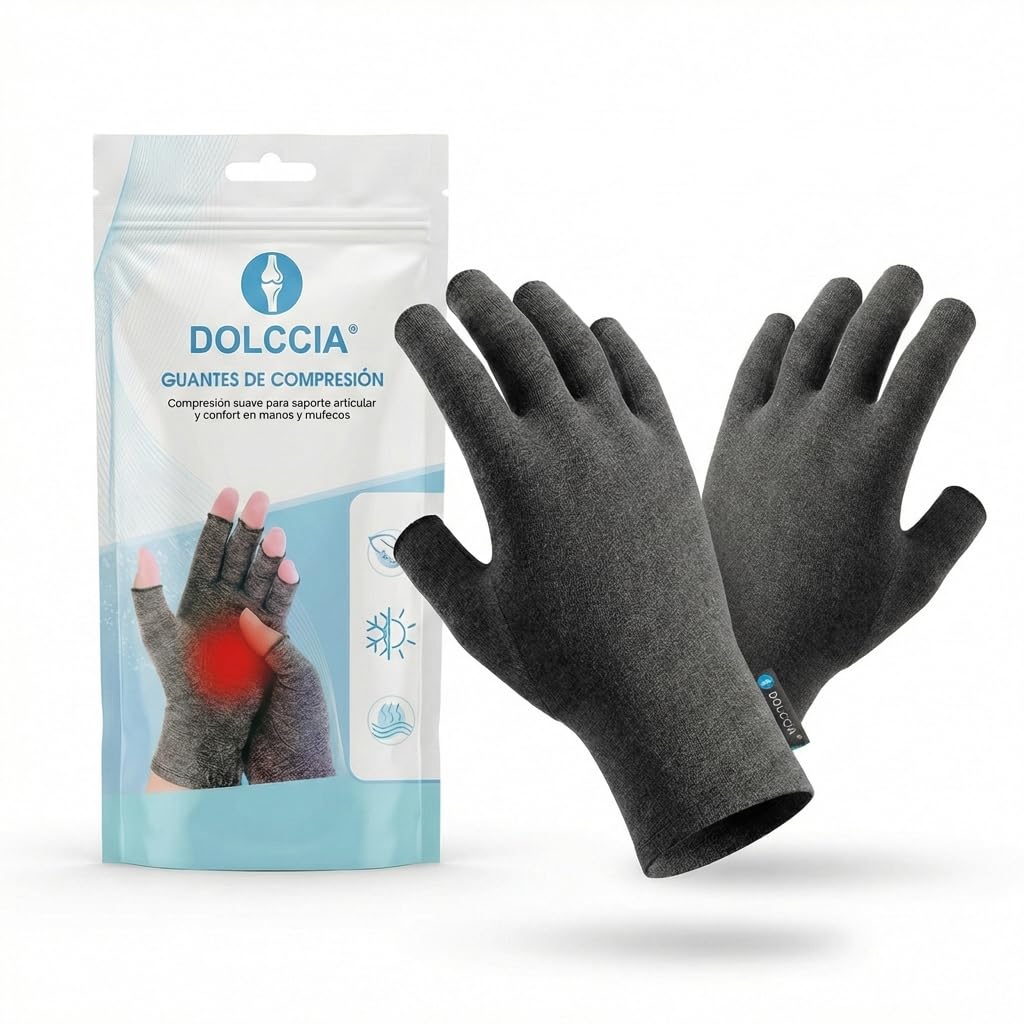 DOLCCIA Arthritis Compression Gloves, Hand Pain Relief and Orthois, Improves Swelling and Circulation, 1 Pair Women and Men (M)