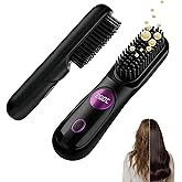 Go Brush Pro, 2026 Upgraded Go Brush Pro, Portable Straightener Brushs for Travel, Cordless Fast Heating Hair Straightener with LCD Temperature Display, Smooth Frizz - Free Hair Shining Black