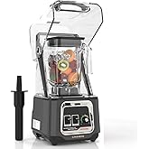 CRANDDI Quiet Smoothie Blender, Professional Countertop Blender with Removable Shield, 2200W Strong Motor, 52oz BPA-free Jar 