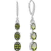Aprila Women 925 Sterling Silver Birthstone 3-stone Leverback Drop Dangle Earrings 5A Cubic Zirconia Jewelry for Her