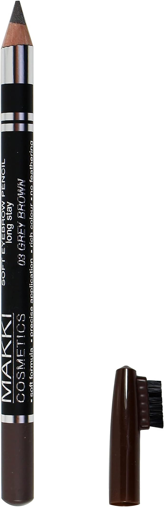 Makki Soft Eyebrow Pencil 03 Grey Brown Matte Brush Natural Look Fine Strokes