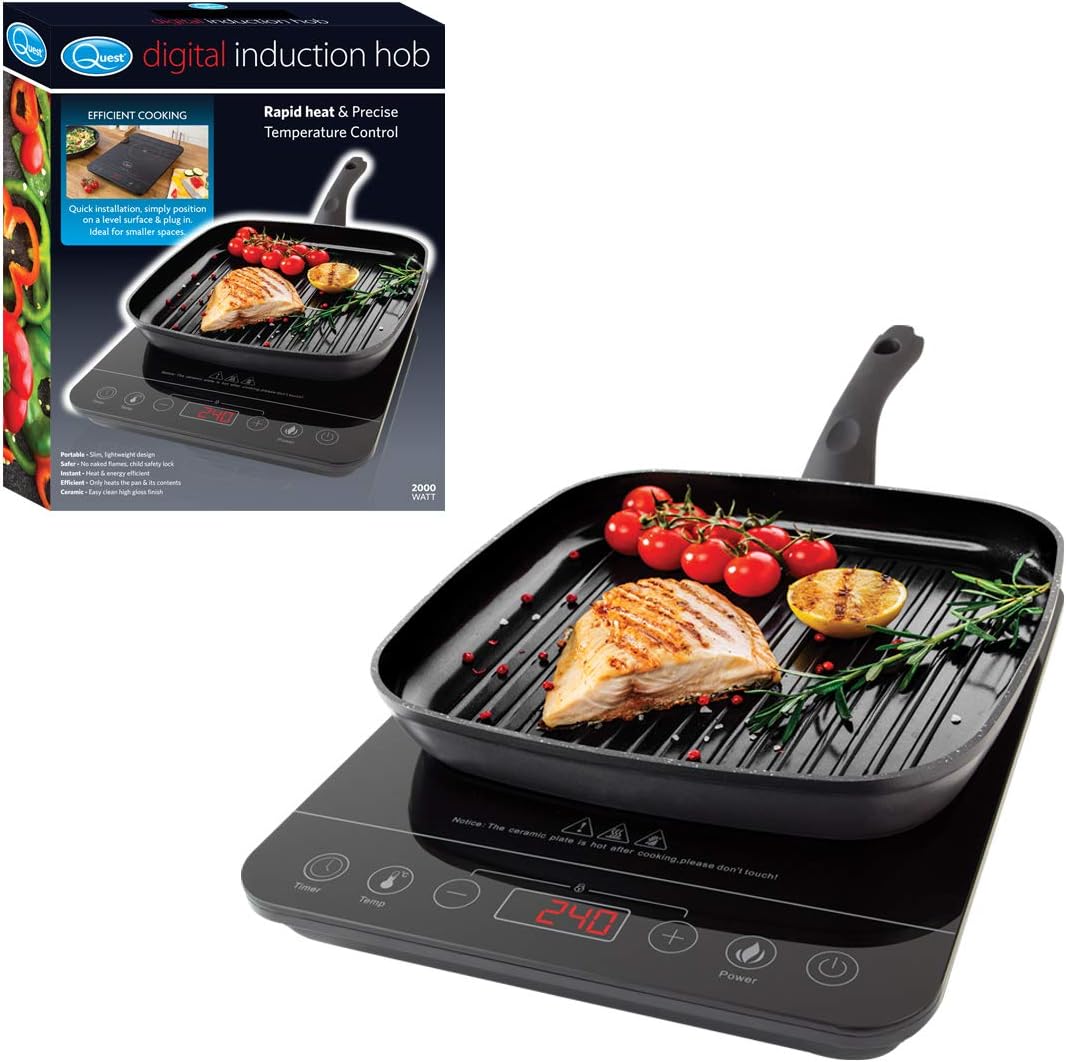 Quest 35839 Single Digital Induction Ceramic Portable Hob Hot Plate