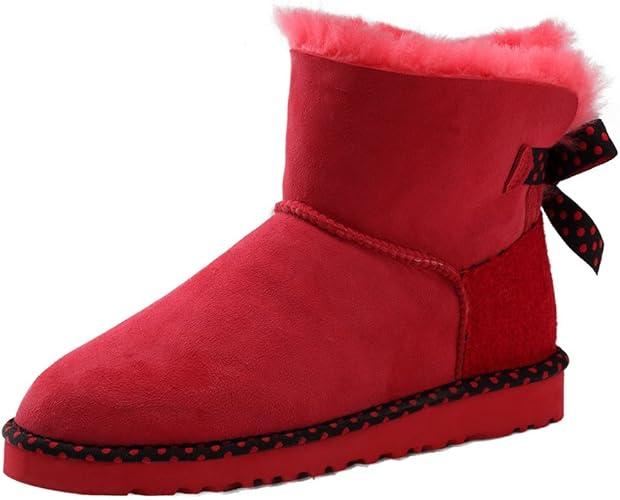 Amazon オスランド スノーブーツ レディースブーツ ムートンブーツ シープスキン リボン蝶々結び ブーツ ブーティ