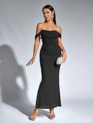 KUTUMAI Off The Shoulder Maxi Long Dress Corset