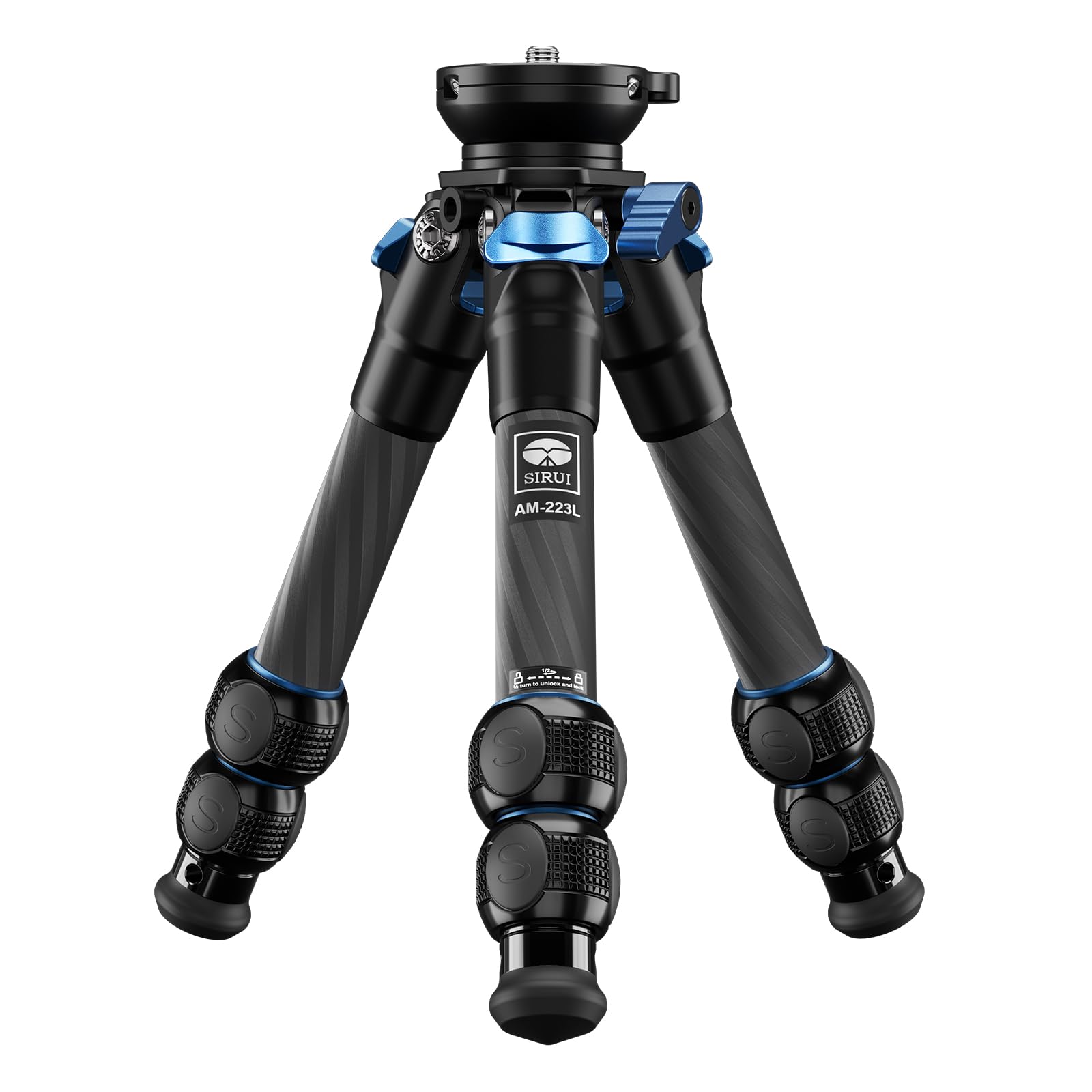 SIRUI AM-223L Carbon Fiber Mini Travel Tripod with Leveling Base, Desktop Tripod with Leveler for Mirrorless Cameras, Loads up to 15KG/33lb, Folded Height 23cm/9”