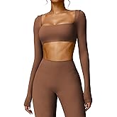 YEOREO Kyla Women Crop Top Long Sleeve Padded Sports Low Medium Impact Yoga Shirt Workout