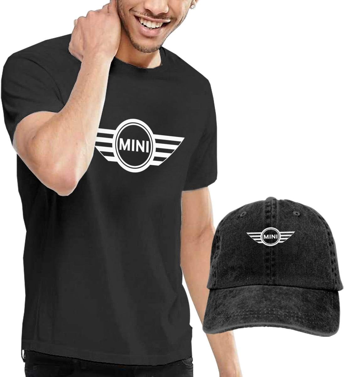 Syins Men Mini Cooper Logo Tshirts and Baseball Cap M Black