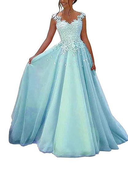NUOJIA Damen Prinzessin Ballkleider Lange mit Appliques Party Kleid