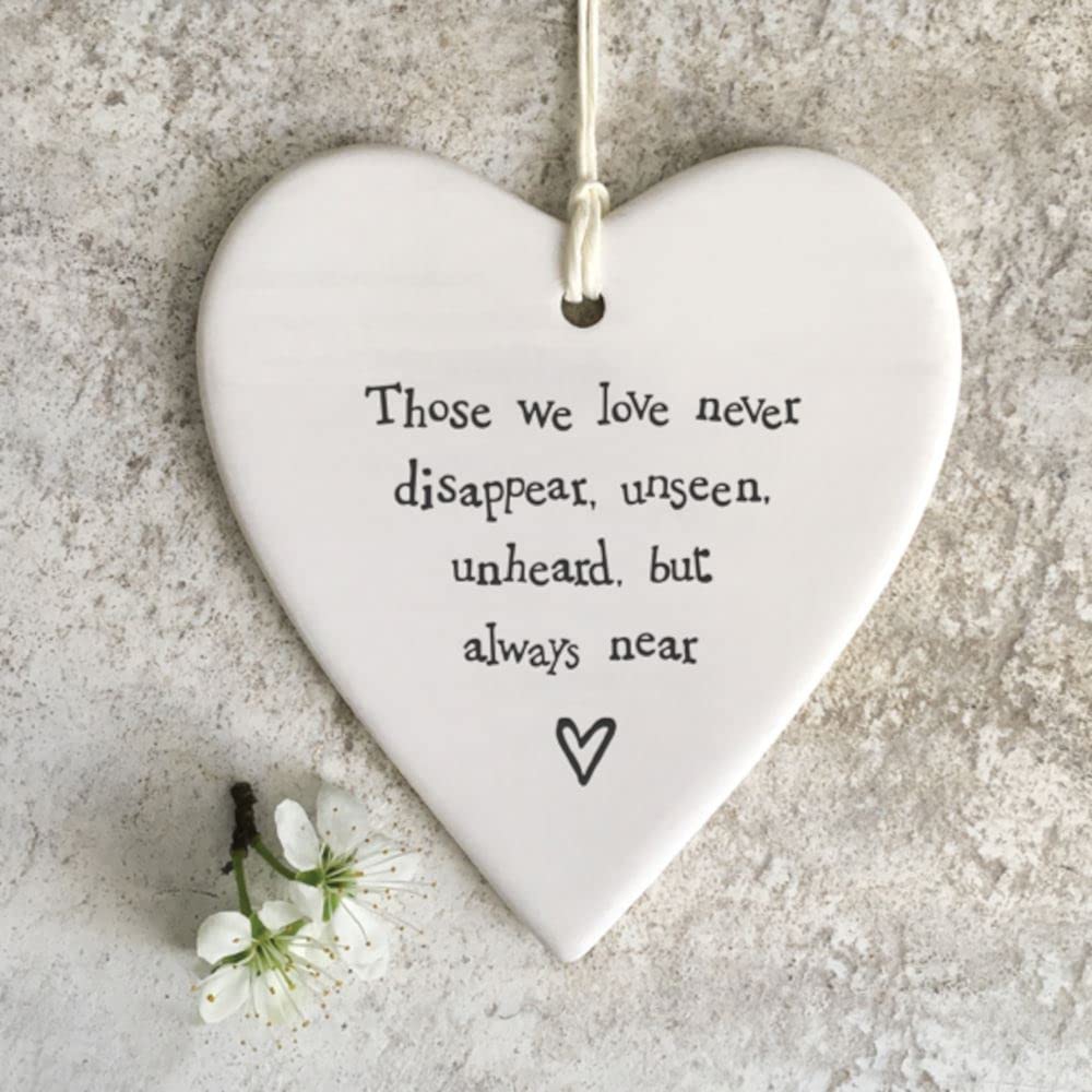 East of India Porcelain Hanging Sentiment Heart 'Those We Love', Hanging Decoration, Friendship Gift